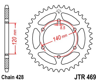 Obrázek produktu Řetězová rozeta JT JTR 469-44 44 zubů, 428