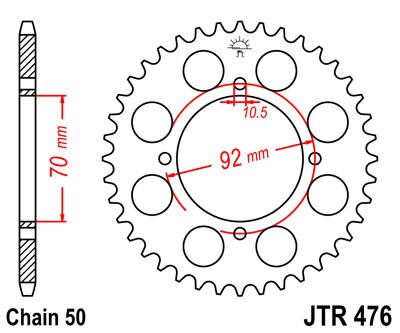 Obrázek produktu ocelová rozeta pro sekundární řetězy typu 530, JT - Anglie (43 zubů)