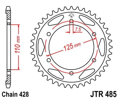 Obrázek produktu Řetězová rozeta JT JTR 485-46 46 zubů, 428