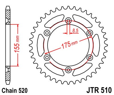 Obrázek produktu Řetězová rozeta JT JTR 510-50 50 zubů, 520 JTR510.50