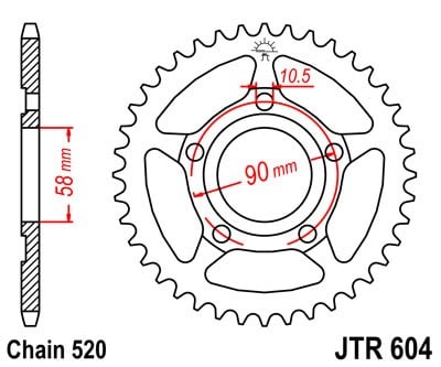 Obrázek produktu Řetězová rozeta JT JTR 604-44 44 zubů, 520 JTR604.44