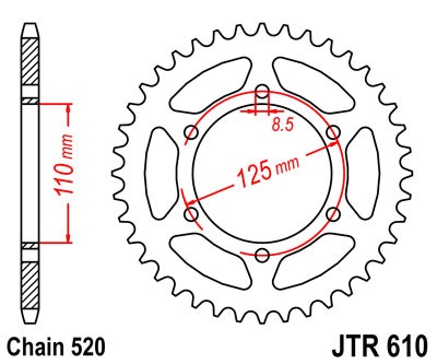 Obrázek produktu Řetězová rozeta JT JTR 610-51 51 zubů, 520