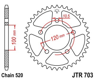 Obrázek produktu Řetězová rozeta JT JTR 703-47 47 zubů, 520