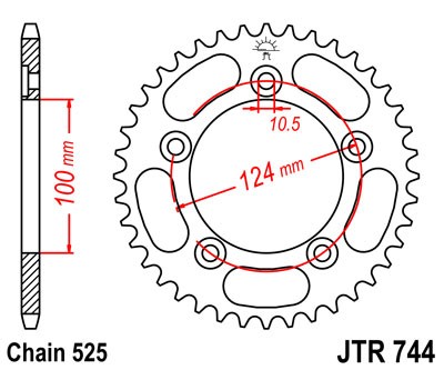 Obrázek produktu Řetězová rozeta JT JTR 744-38 38 zubů, 525