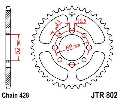 Obrázek produktu Řetězová rozeta JT JTR 802-50 50 zubů, 428