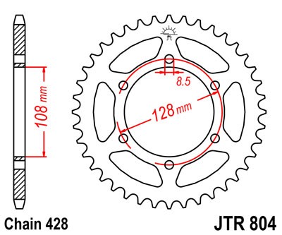 Obrázek produktu Řetězová rozeta JT JTR 804-45 45 zubů, 428 JTR804.45