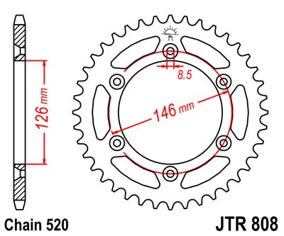 Obrázek produktu Řetězová rozeta JT 52 zubů, 520