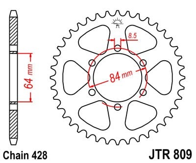 Obrázek produktu Řetězová rozeta JT JTR 809-49 49 zubů, 428