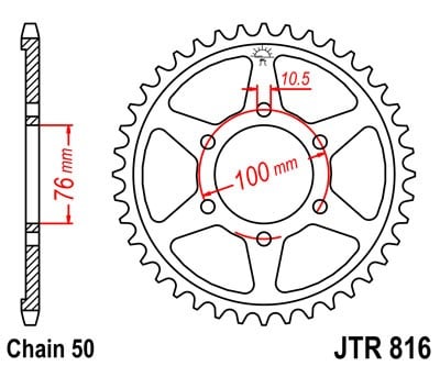 Obrázek produktu Řetězová rozeta JT JTR 816-48 48 zubů, 530