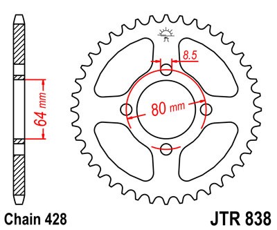 Obrázek produktu Řetězová rozeta JT JTR 838-37 37 zubů, 428 JTR838.37