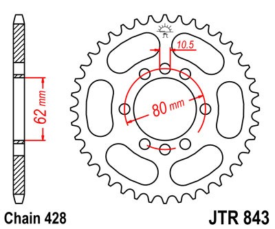 Obrázek produktu Řetězová rozeta JT JTR 843-45 45 zubů, 428