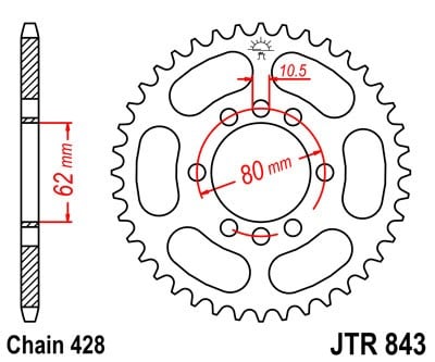 Obrázek produktu Řetězová rozeta JT JTR 843-54 54 zubů, 428