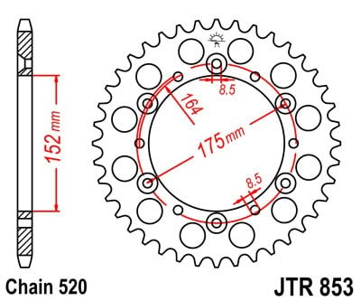 Obrázek produktu Řetězová rozeta JT JTR 853-46 46 zubů, 520