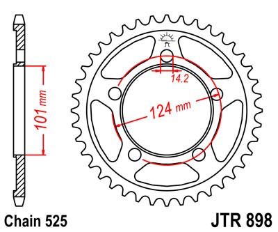 Obrázek produktu Řetězová rozeta JT 37 zubů, 525