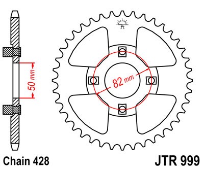 Obrázek produktu Řetězová rozeta JT JTR 999-50 50 zubů, 428 JTR999.50