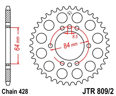 Obrázek produktu Řetězová rozeta JT JTR 809/2-45 45 zubů, 428 JTR809/2.45