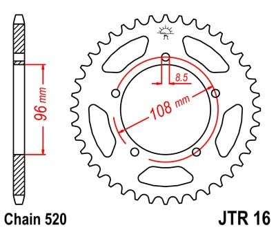Obrázek produktu Řetězová rozeta JT JTR 16-40 40 zubů, 520