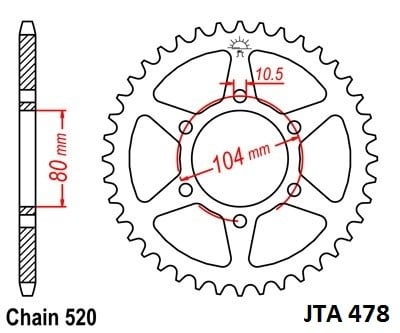 Obrázek produktu Hliníková řetězová rozeta JT JTA 478-40BLK 40 zubů, 520 černá