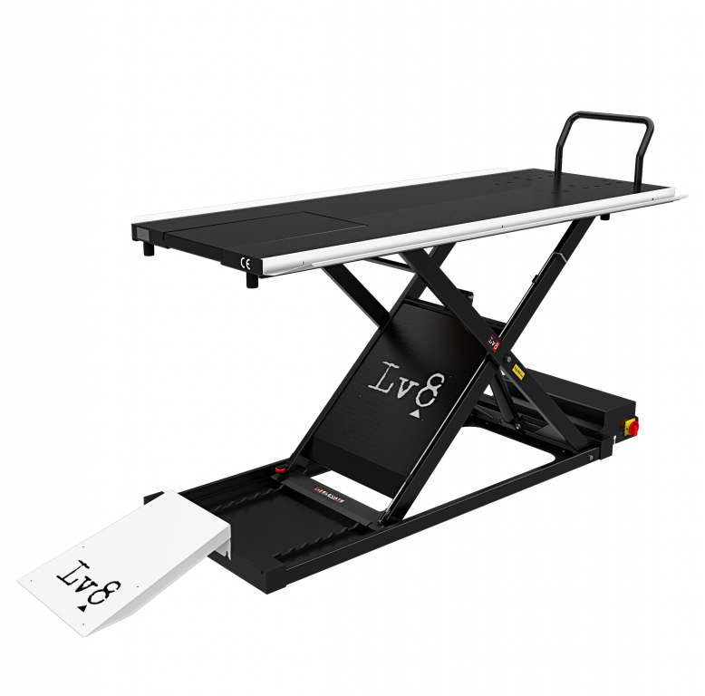 Obrázek produktu Motocyklový zvedák LV8 GOLDRAKE 400 FLOOR VERSION EG400E.W s elektrohydraulickou jednotkou (černá a bílá RAL 9016) EG400E.W