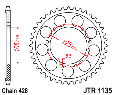 Obrázek produktu Řetězová rozeta JT 69 zubů, 428