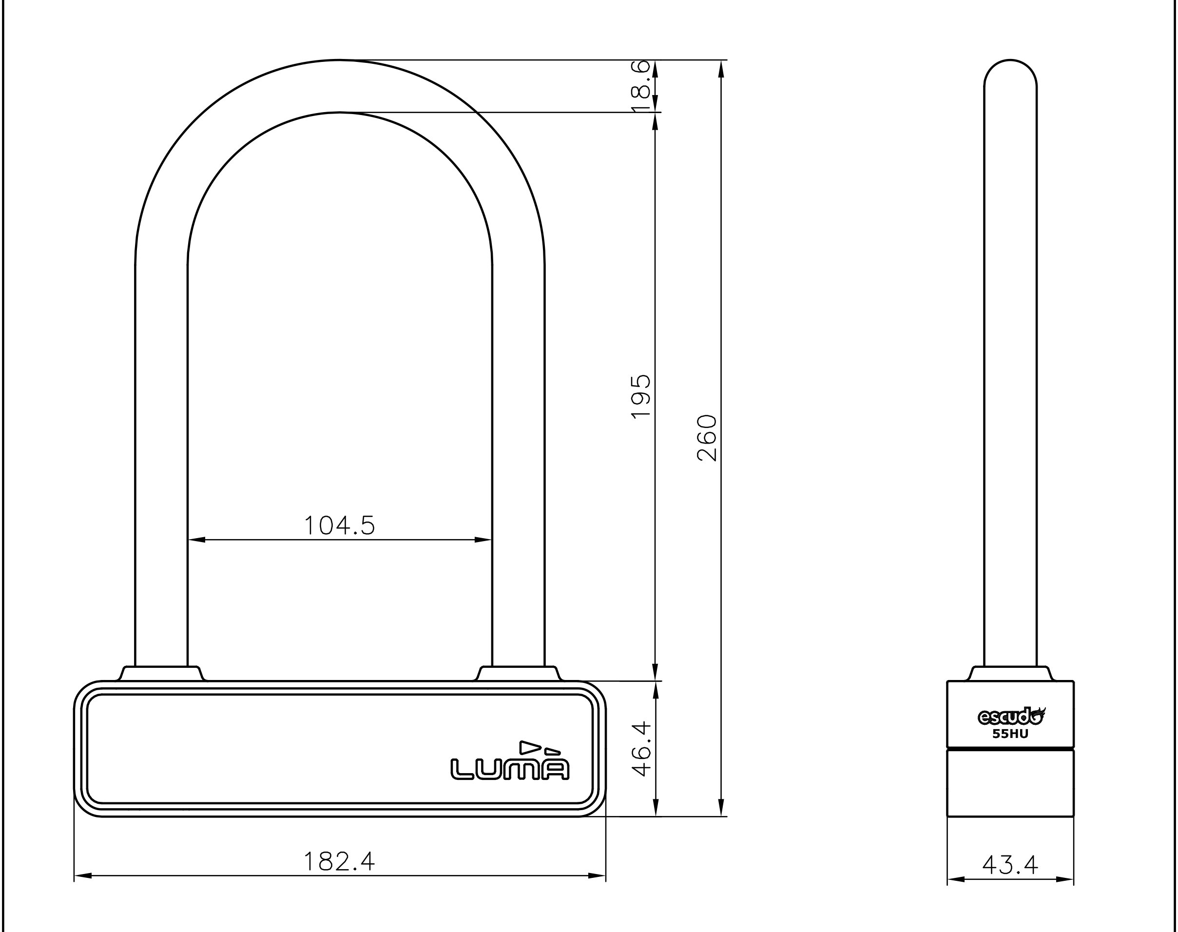 Zámek LUMA ESCUDO 55 HOA55245W 175x245 bílá HOA55245W | 2HMOTO