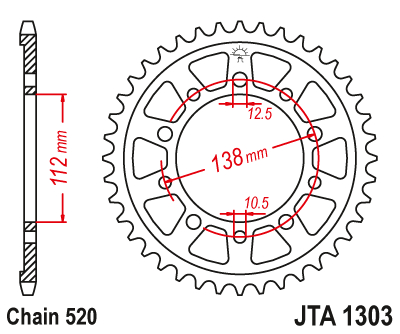 Obrázek produktu Hliníková řetězová rozeta JT JTA 1303-47BLK 47 zubů, 520 černá JTA1303.47BLK