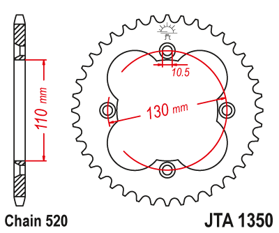 Obrázek produktu Hliníková řetězová rozeta JT JTA 1350-38BLK 38 zubů, 520 černá