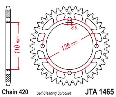 Obrázek produktu Hliníková řetězová rozeta JT JTA 1465-47BLK 47 zubů, 420 černá