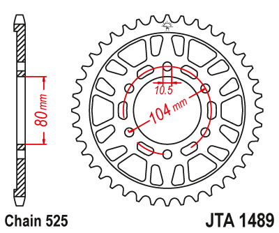 Obrázek produktu Hliníková řetězová rozeta JT JTA 1489-44BLK 44 zubů, 525 černá JTA1489.44BLK