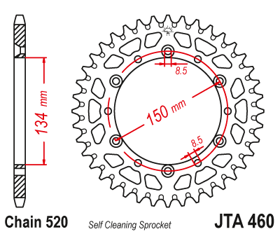 Obrázek produktu Hliníková řetězová rozeta JT JTA 460-46BLK 46 zubů, 520 černá