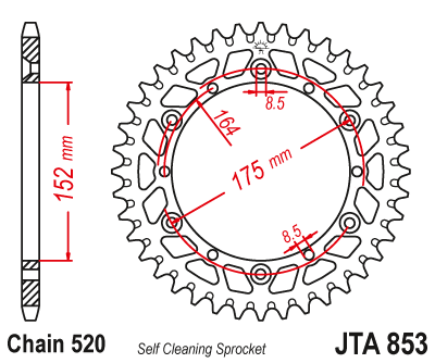 Obrázek produktu Hliníková řetězová rozeta JT JTA 853-46BLK 46 zubů, 520 černá