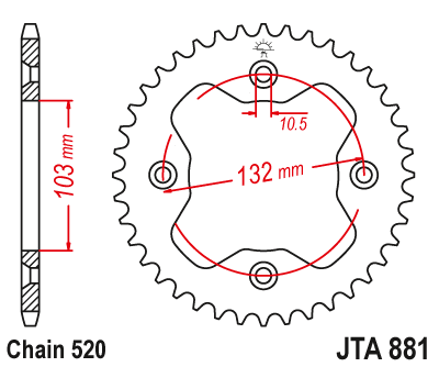 Obrázek produktu Hliníková řetězová rozeta JT JTA 881-38ORG 38 zubů, 520 oranžová JTA881.38ORG