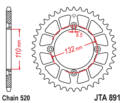 Obrázek produktu Hliníková řetězová rozeta JT JTA 891-48ORG 48 zubů, 520 oranžová
