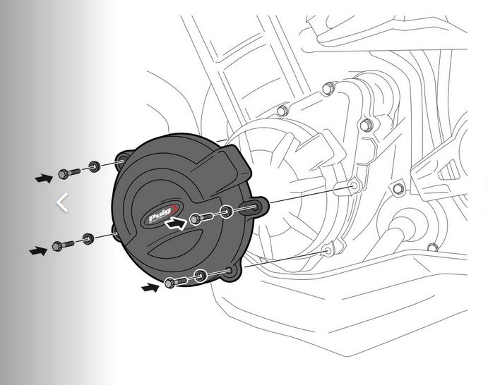 Obrázek produktu Engine protective covers PUIG 20625N černý zahrnuje pravý, levý kryt a kryt alternátoru 20625N
