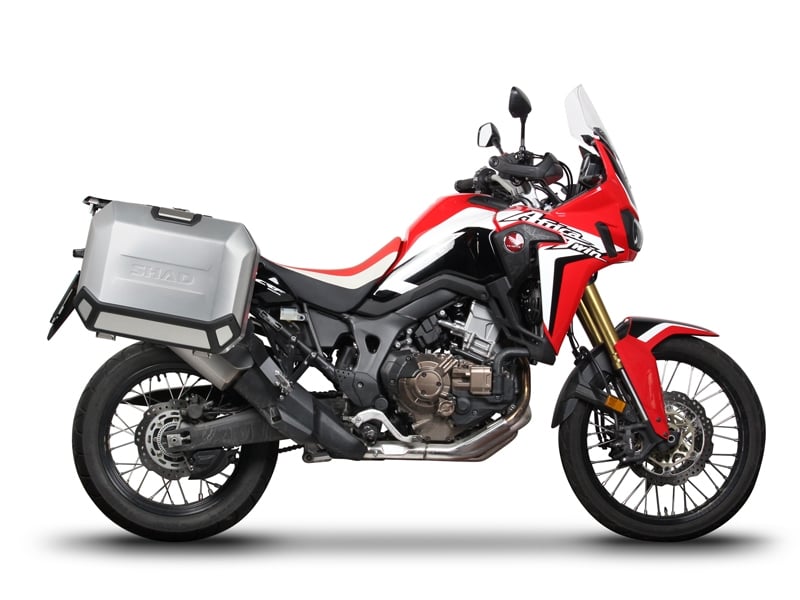 Obrázek produktu Kompletní sada bočních černých hliníkových kufrů SHAD TERRA BLACK 36L/47L , včetně montážní sady SHAD HONDA CRF 1000  Africa Twin