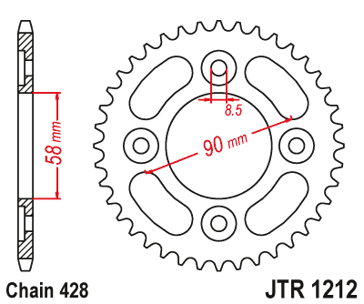 Obrázek produktu Řetězová rozeta JT JTR 1212-36 36 zubů, 428 JTR1212.36