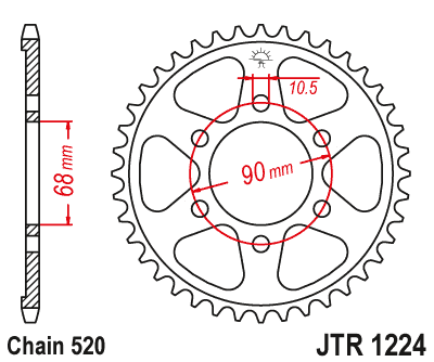 Obrázek produktu Řetězová rozeta JT JTR 1224-36 36 zubů, 520