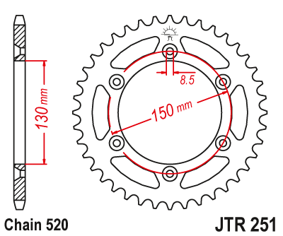 Obrázek produktu Řetězová rozeta JT JTR 251-38 38 zubů, 520 JTR251.38