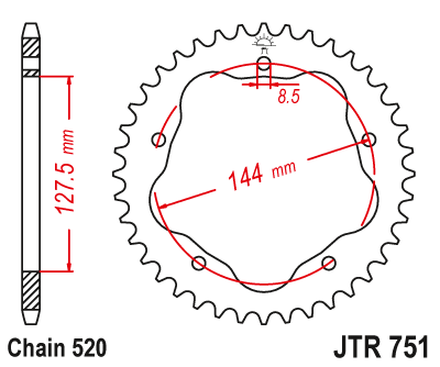 Obrázek produktu Řetězová rozeta JT JTR 751-43 43 zubů, 520