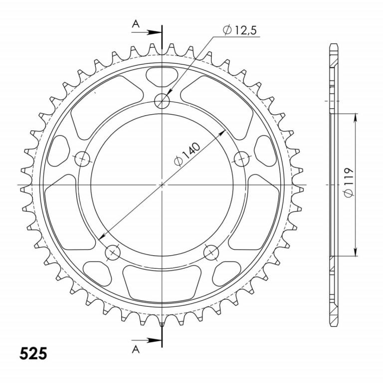 Obrázek produktu Řetězová rozeta SUPERSPROX RFE-1790:45-BLK černý 45 zubů, 525