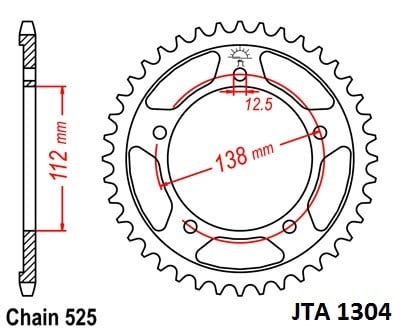 Obrázek produktu Hliníková řetězová rozeta JT JTA 1304-43 43 zubů, 525
