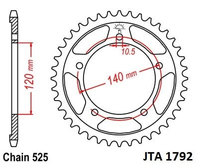 Obrázek produktu Hliníková řetězová rozeta JT JTA 1792-42 42 zubů, 525