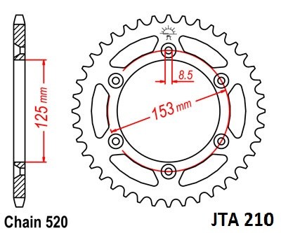 Obrázek produktu duralová rozeta pro sekundární řetězy typu 520, JT - Anglie (47 zubů)