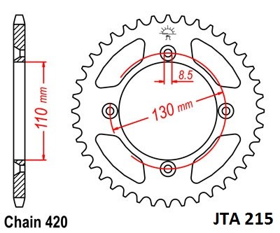 Obrázek produktu Hliníková řetězová rozeta JT JTA 215-56 56 zubů, 420