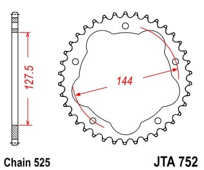 Obrázek produktu Hliníková řetězová rozeta JT JTA 752-41 41 zubů, 525