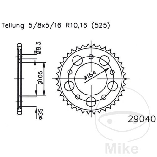 Obrázek produktu Řetězová rozeta JMT (47T, for chain 525)