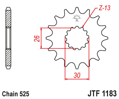 Obrázek produktu Řetězové kolečko JT JTF 1183-18RB 18 zubů, 525 pogumované JTF1183.18RB