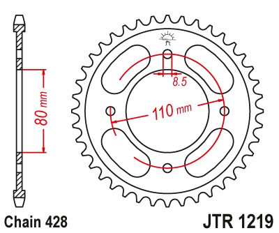 Obrázek produktu Řetězová rozeta JT JTR 1219-41 41 zubů, 428 JTR1219.48