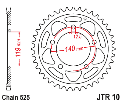Obrázek produktu Řetězová rozeta JT JTR 10-42 42 zubů, 525 JTR10.42