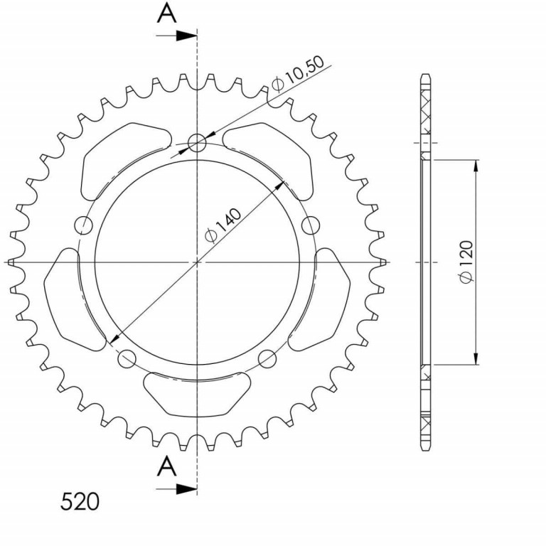 Obrázek produktu Hliníková řetězová rozeta SUPERSPROX RAL-1793:41-BLK černý RAL-1793:41-BLK